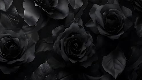 Black roses arranged in dense cluster composition