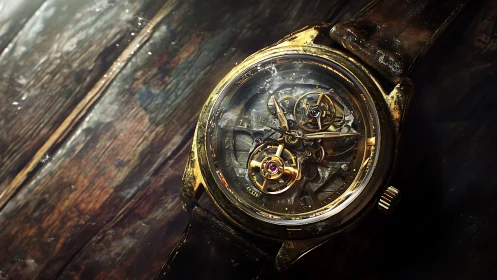Skeleton tourbillon wristwatch renders intricate exposed movement