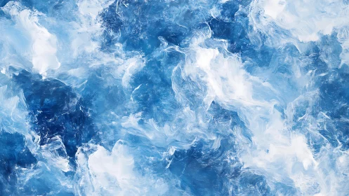 Abstract swirling blue and white texture in painterly style.