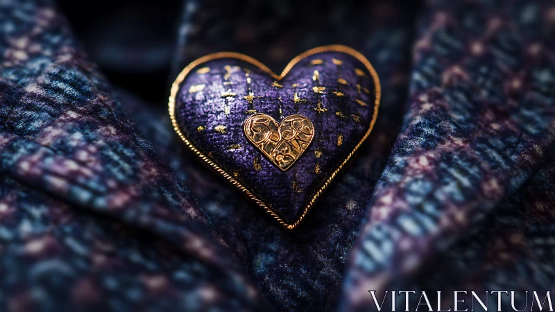 Golden Heart Rests Upon Twilight Textured Stone