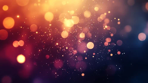 Glowing golden bokeh lights drifting in a dreamy evening sky.