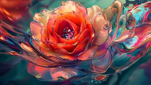 Crystal tide rose swirling through liquid lightdreams.