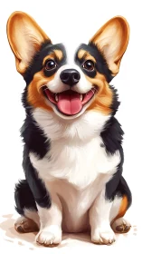 Bright eyed corgi sits proudly with the happiest little grin