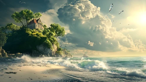 Clifftop Sanctuary: Architectural Composition Against Atmospheric Seascape.