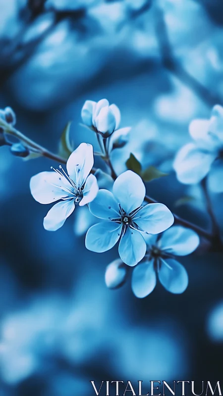 Delicate Blue Blossoms Dancing in Soft Focus