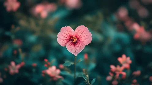 Pink Love Blooms Bold Against Teal Garden Mystery