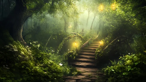 Enchanted Forest Pathway: Luminescent Architecture Through Ancient Woodland.