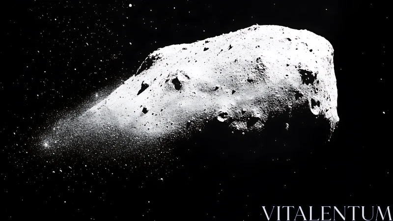 Lonely white asteroid drifts gently through the silent stars