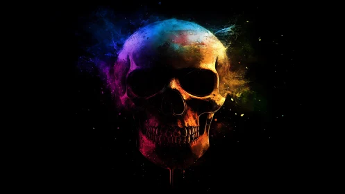 Chromatic skull portrait in high-contrast digital painting.
