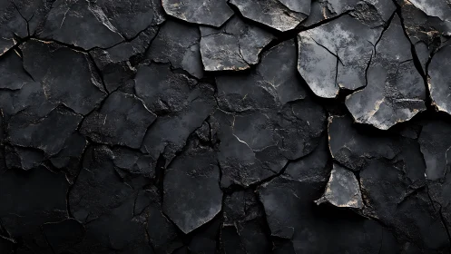 Charred cracked stone surface forms dark abstract background