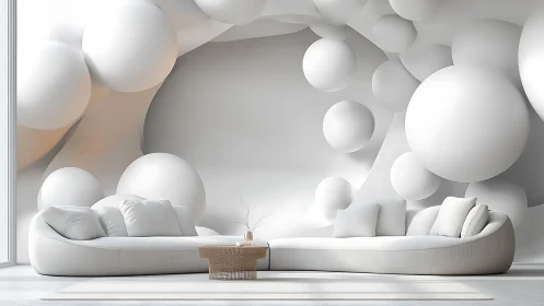 Cloud-bubble lounge drifting in sculpted white daydreams.
