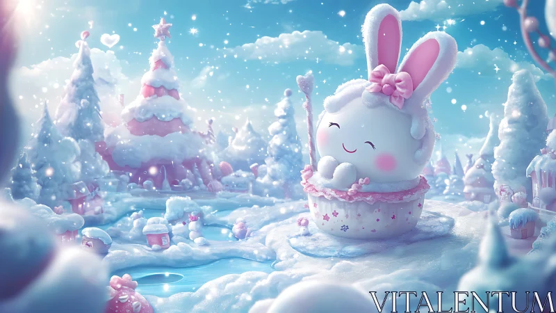 Cupcake bunny dreams in a sugar-snow fantasy wonderland.