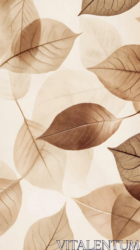 Translucent sepia leaf venation under diffuse backlighting.