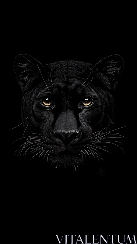 Black Panther Portrait. Intense Golden Gaze.