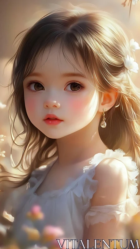 Ethereal Young Girl in Sunlit Golden Hour.