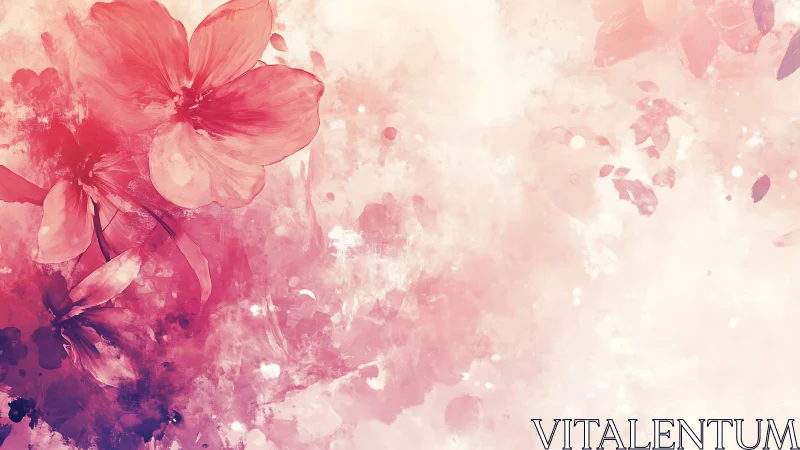 Pink Floral Dissolution: Watercolor Petals in Chromatic Diffusion.