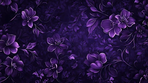 Purple Floral Digital Painting with Luminescent Petals.