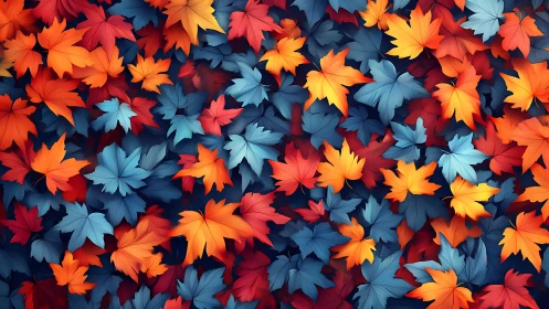 Vibrant maple foliage forms a seamless multicolor abstract field