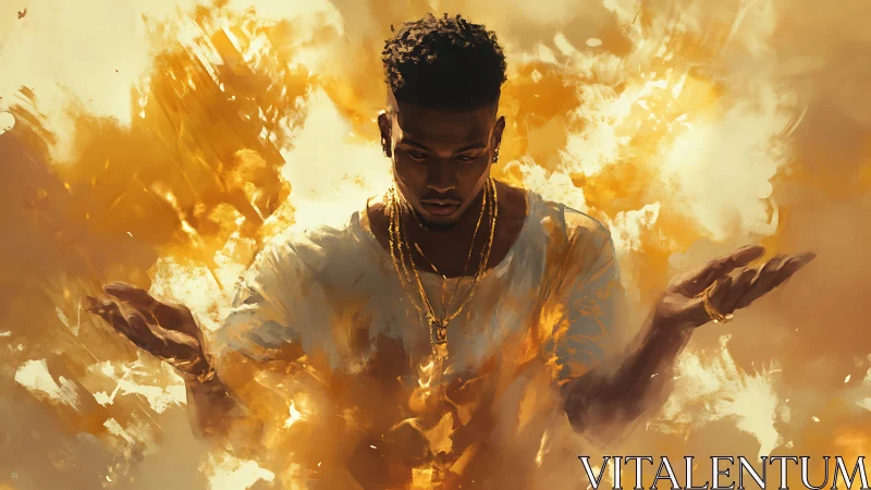 Luminescent conductor in golden particulate vortices.