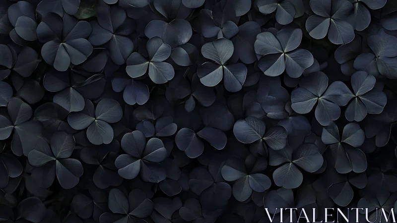 Dense cluster of dark four leaf foliage in close view.