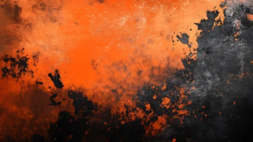 Orange and black textured abstract surface shows rough contrast