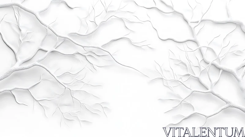Minimalist white tree branches on textured background, modern style.
