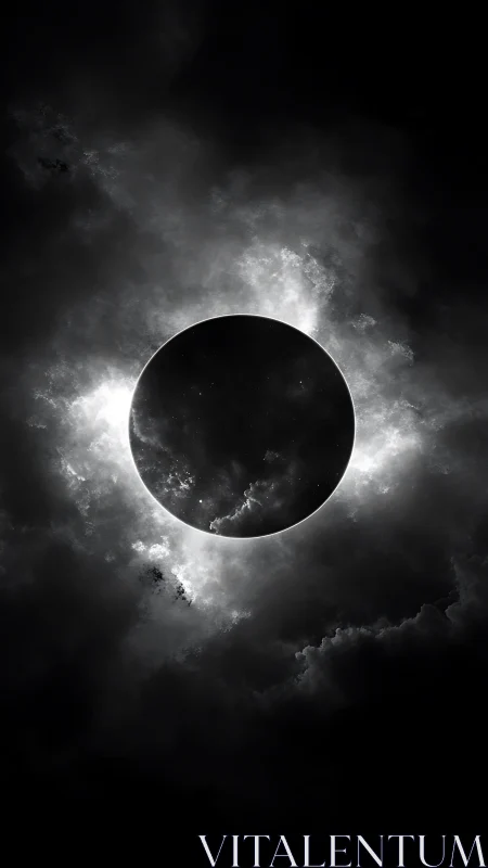 Solar eclipse halo crowns shadowed celestial disc