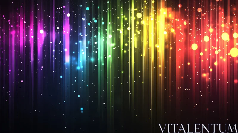 Rainbow light curtain drifting through a sparkling night.