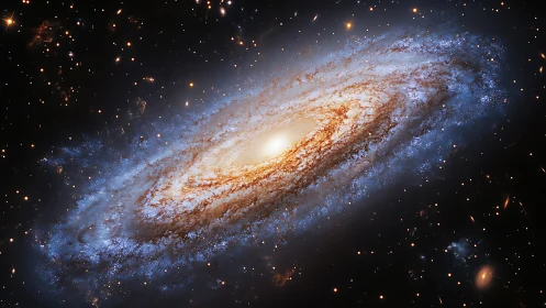 Spiraling starlit galaxy glowing softly in the quiet dark sky.