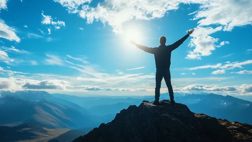 Sky-drunk climber greeting the blazing morning sun.