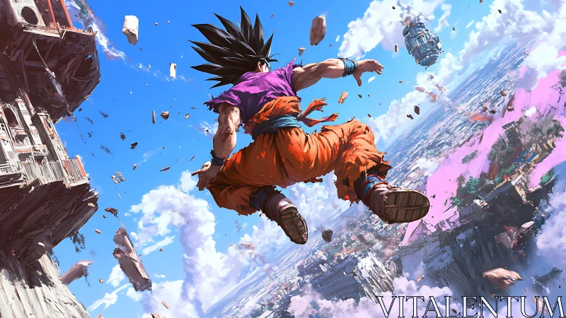 Sky-shattering leap hurls a battle-scarred hero through clouds