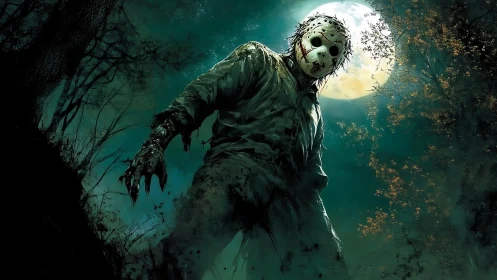 Masked slasher looms under full moon in dynamic low-angle horror