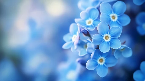 Blue Forget-me-not Flowers in Shallow Focus Composition
