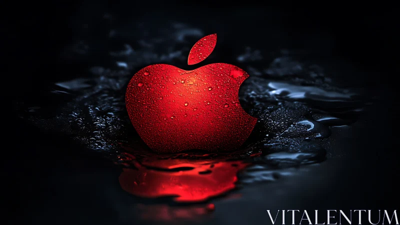 Red Apple Logo in Water.