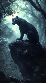 Obsidian Sentinel Perches Where Shadowlight Filters Through