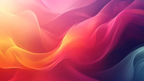 Sunlit ribbons of color drift through a glowing digital sky