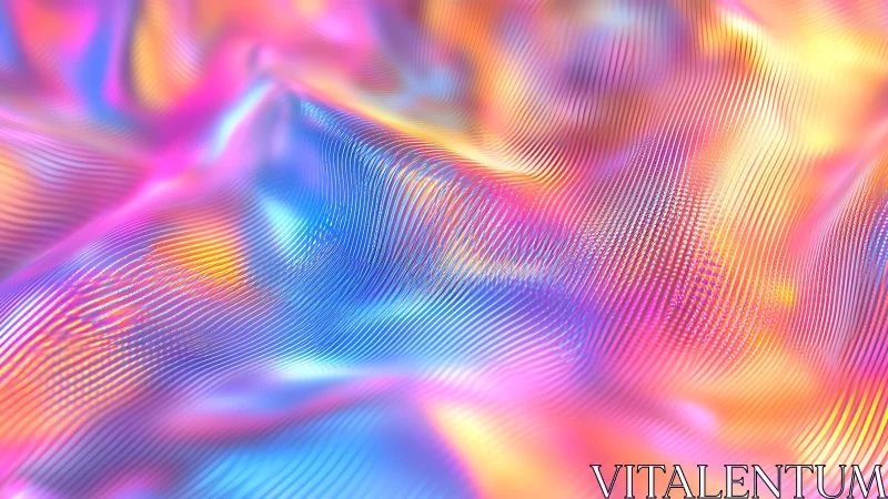 Iridescent abstract wave field with fine linear gradients.