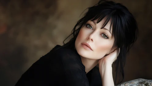 Soft gaze captures a quiet moment of elegant reflection