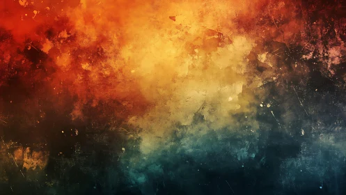 Vivid Abstract Grunge Texture in Fiery Orange and Deep Blue Tones.