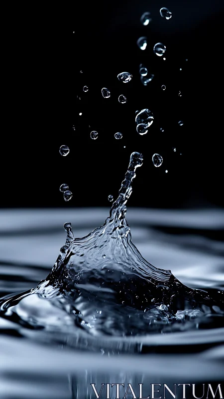 Liquid crown leaps upward and freezes in midnight silence