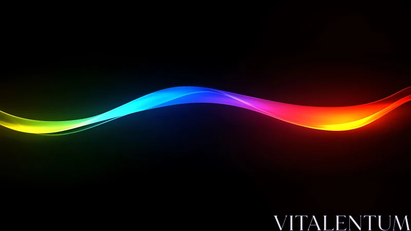 Soft rainbow ribbon drifting across a midnight backdrop.