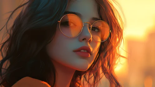 Sunlit portrait with amber lenses and cinematic glow.