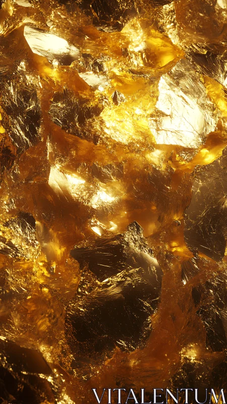 Translucent gold-toned crystalline surface reflects directed light