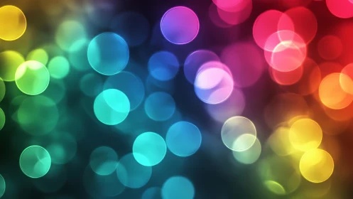 Colorful bokeh lights glow softly in a dreamy rainbow haze