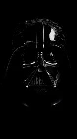 Glossy black sci‑fi respirator helmet in low key portrait