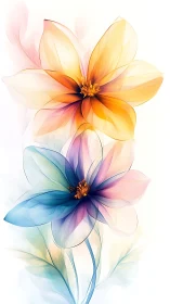 Graceful Watercolor Flowers Dance in Vibrant Color