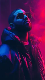 Neon-soaked cool drifts upward through electric magenta haze