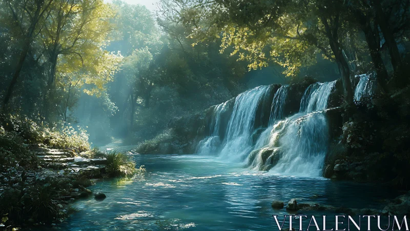 Serene Forest Waterfall in Paradise