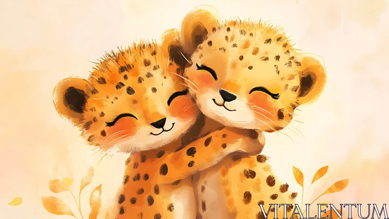 Two Leopard Cubs Embrace Joy in Golden Warmth