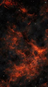 Fiery interstellar nebula web in deep black cosmos.